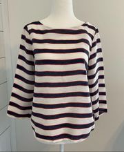 Mango MNG Suit Collection Striped 3/4 Sleeve Top.