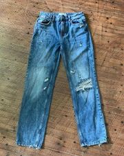 We the Free destroyed relaxed straight leg size 25 no stretch jeans