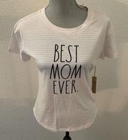 Rae Dunn Best Mom Ever T-shirt Top White Pink XS New NWT New Mom Gift