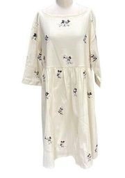 DISNEY Mickey & Minnie Fit & Flare Dress Large Cream/ Ivory Retro Noir Animation