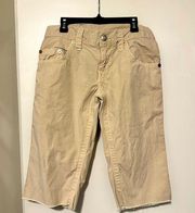 True Religion khaki Bermuda cutoff shorts size 28