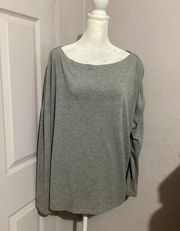 Allsaints Rita Tee Heather Gray Long Sleeve Boat Neck Oversized Shirt Small