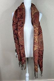 Fashion Outlined Pashmina Paisley Scarf Shawl Wrap Multicolor One Size