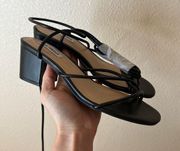 Impressed black lace up strappy heeled sandals NEW 8.5