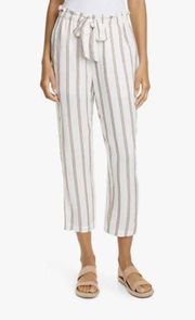 Cavell Stripe Tie/Drawstring Waist High Waisted Ankle Pants