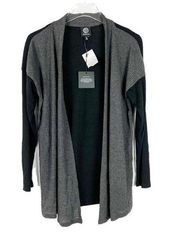 NWT Bobeau Open Front Colorblock Waffle Knit Cardigan Charcoal Black Size Small