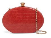 Sondra Roberts Oval Croc Embossed Clutch in Red Leather Womens Handbag Purse