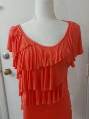 Pink Ruffled Short Sleeve Top Size