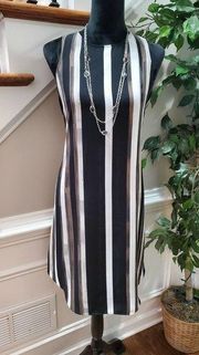 APT.9 Women's Black & White Polyester Round Neck Sleeveless Knee Length Dress M