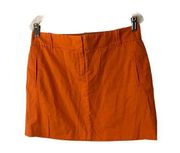 Vtg Y2K J. Crew Orange Poplin Lightweight 100% Cotton Mini Skirt Sz S 6