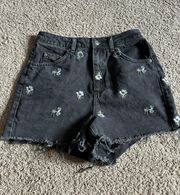 Embroidered Flowered Jean Shorts