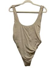 Aerie Taupe Open Back and Side One Piece Swimsuit Large