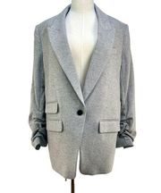 Veronica Beard Martel Dickey Blazer Herringbone Gray Wool Single Button Front