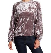 Ro & De Anthropologie Crushed Velvet Sweatshirt Ruched Tie Sleeve Detail