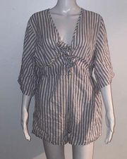 Medium Gray and White Striped Romper