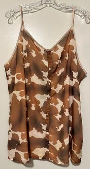 NWT L&B brown cow print tank top size XL