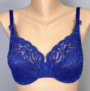 Wacoal Bra 32DD 851166 All Dressed Up Blue Lace Underwire Unlined Discontinued