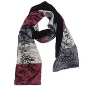 Ann Taylor color block Black Floral Blue Maroon Wine Silk Scarf