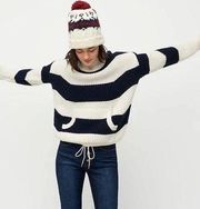 J. Crew J.crew Kangaroo Pocket Chunky Merino Wool Stripe Turtleneck Sweater M