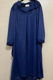 Vintage Vanity Fair Robe Nightgown 2-Piece Set Navy Blue Medium Long Made In USA