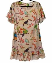 Molly Bracken Peach Tropical Bird Floral Dress