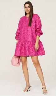 Marie Oliver Retta Pink Wool Silk Drop Waist Long Sleeve Mini Dress XL