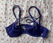 Savage X Fenty purple satin and lace trimmed balconette bra 34b