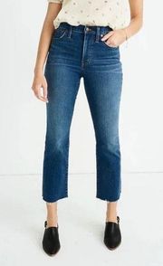 Madewell Cali Demi-Boot Jeans Preston Dark Wash Raw-Hem Edition L3922 Size 27