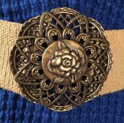 unique Vintage Stretch Belt! Bronze metal rose