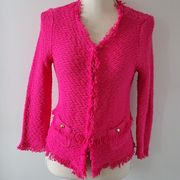 Cache fuchsia fringed cardigan size medium