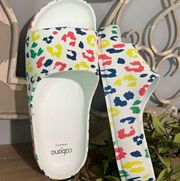 Trendy Beach Shoes Comfy Bali Platform Slides White Leopard Womens 7 Sandals