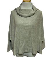 Bryn Walker Plush Nubby knit Gray Boxy Fit Poncho Style Cowl Neck Sweater Med