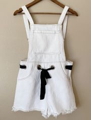 Tie Waist White Overall Shorts