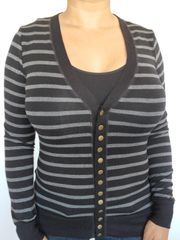 Striped Black Cardigan Sweater