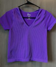  Violet Purple V-Neck Top 