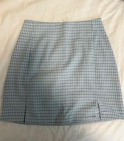 Brandy Neville Plaid Baby Blue Mini Skirt 