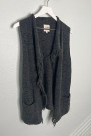 Wilfred Free Fei Fei Dark Gray Fringe Wool Vest