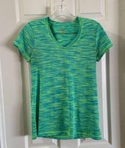 BCG Green/Blue V Neck Short Sleeve Active Tee Small