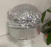 Sequin Newsboy Fashion Cap Silver Size M/L