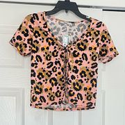 PAPAYA colorful leopard cardigan crop top