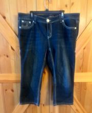 Luxe Jeans Women's Casual Mid Rise Cropped Denim Blue Size 20 42x22