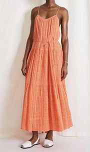 APIECE APART Saluda Orange Gauze Tiered Maxi Dress Size L NWT