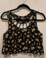 Floral Round Neck Sleeveless Open Back Tank Top