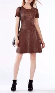 BCBGMAXAZRIA darra toffee faux suede A-line dress sz 4