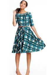 Boden Amy Plaid Painted Fit and Flare Dress Size 6