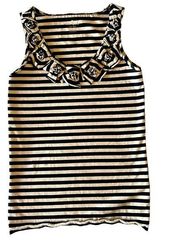 Kate Spade Stretch Cotton Striped Rosette Tank Top XS