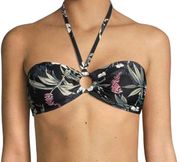 Kate Spade Womens Floral Playa Carmen Bandeau Halter Bikini Top Size M NWT Black