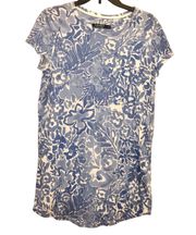 Lauren  Floral Pocket Short Sleeve Dress Blue White Medium