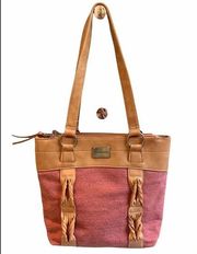 Stone Mountain Coral Fabric/Leather Shoulder Bag