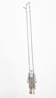 KENNETH COLE REACTION Necklace Long Metal Chain Fringe Rhinestone Jewelry Edgy